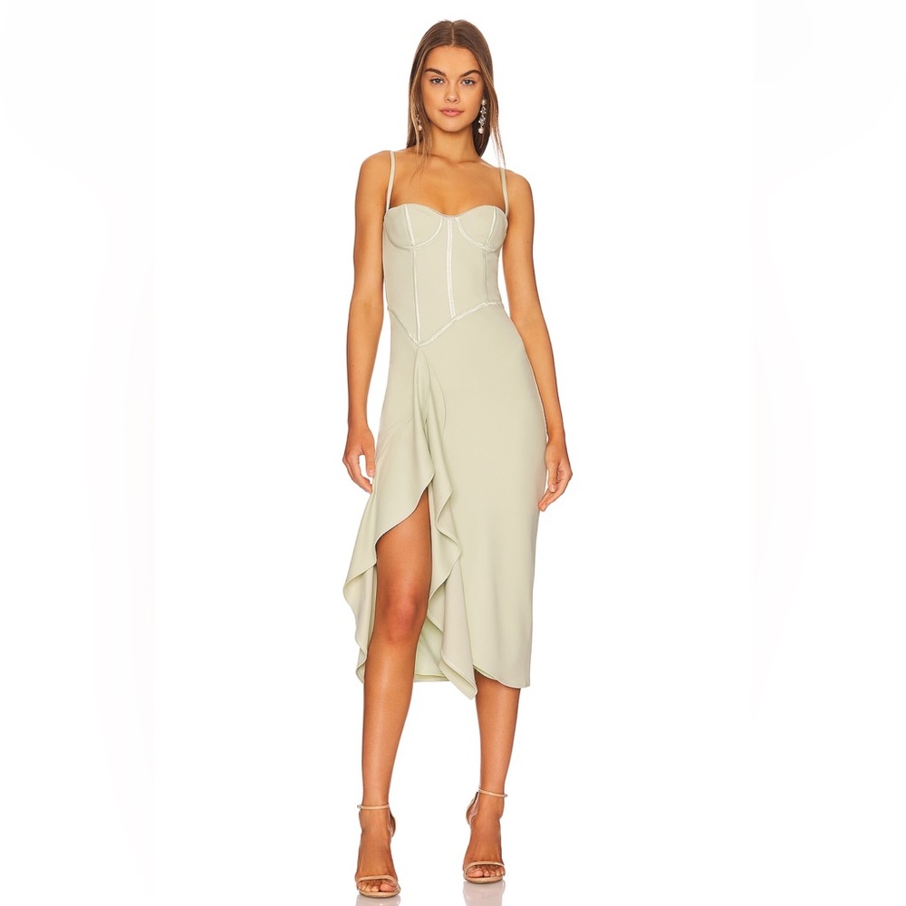 Revolve Katie May Doutzen Dress in Sage Midi Green Wedding Cocktail XS
